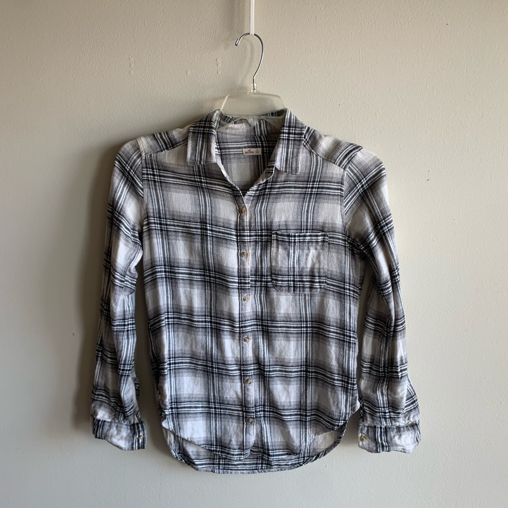 XS Hollister White Gray Flannel